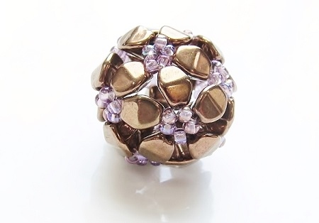 Stylized flower, beaded bead - mini